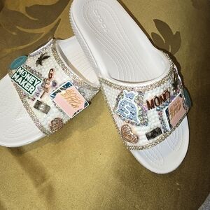 Croc slides bedazzled size 8